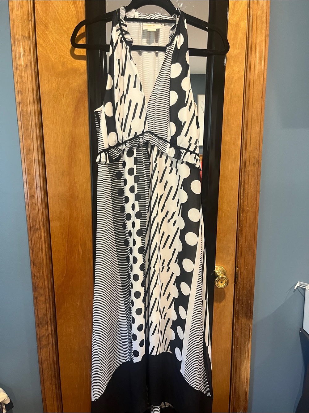 Maeve Black & White Graphic High-Low Dress
